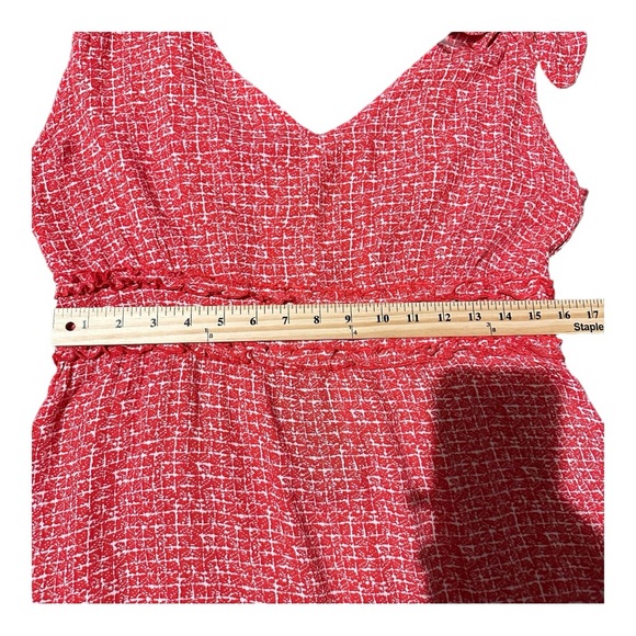 Shinestar Red/Orange Ruffle Flared Print Sundress Size XL - Picture 7 of 11